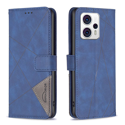 Leather Case Stands Flip Cover Holder B08F for Motorola Moto G13 Blue