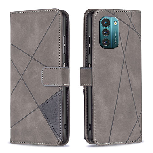 Leather Case Stands Flip Cover Holder B08F for Nokia G21 Gray