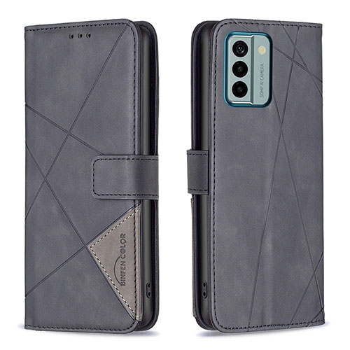 Leather Case Stands Flip Cover Holder B08F for Nokia G22 Black