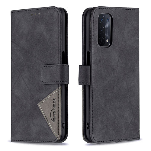 Leather Case Stands Flip Cover Holder B08F for OnePlus Nord N200 5G Black