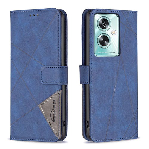 Leather Case Stands Flip Cover Holder B08F for Oppo A2 5G Blue