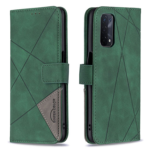 Leather Case Stands Flip Cover Holder B08F for Oppo A54 5G Green