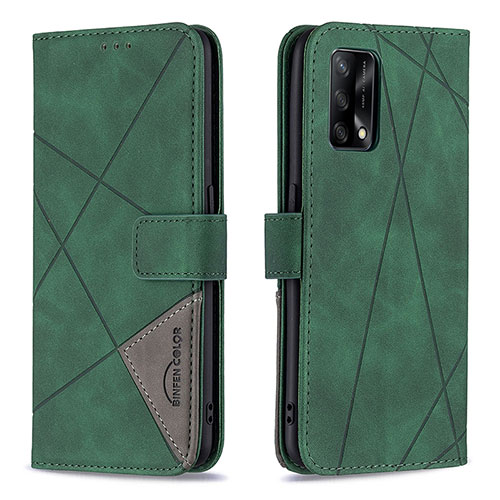 Leather Case Stands Flip Cover Holder B08F for Oppo A74 4G Green