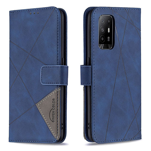 Leather Case Stands Flip Cover Holder B08F for Oppo A94 5G Blue