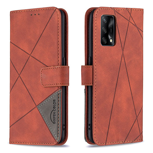 Leather Case Stands Flip Cover Holder B08F for Oppo F19 Orange