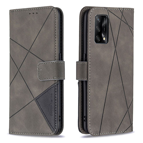 Leather Case Stands Flip Cover Holder B08F for Oppo F19s Gray