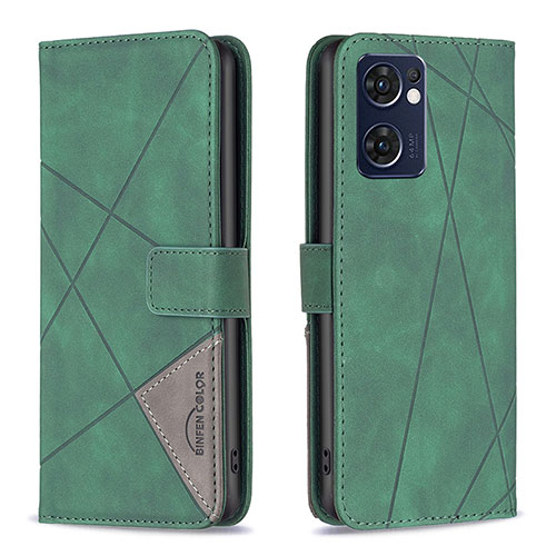 Leather Case Stands Flip Cover Holder B08F for Oppo Find X5 Lite 5G Green