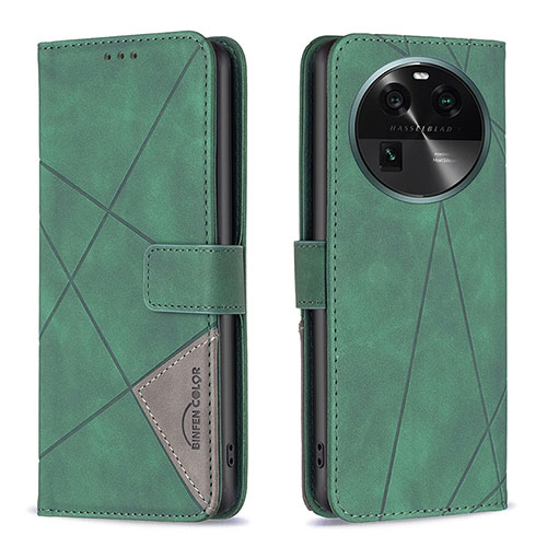 Leather Case Stands Flip Cover Holder B08F for Oppo Find X6 5G Green