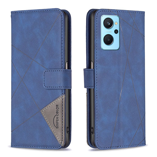 Leather Case Stands Flip Cover Holder B08F for Oppo K10 4G Blue