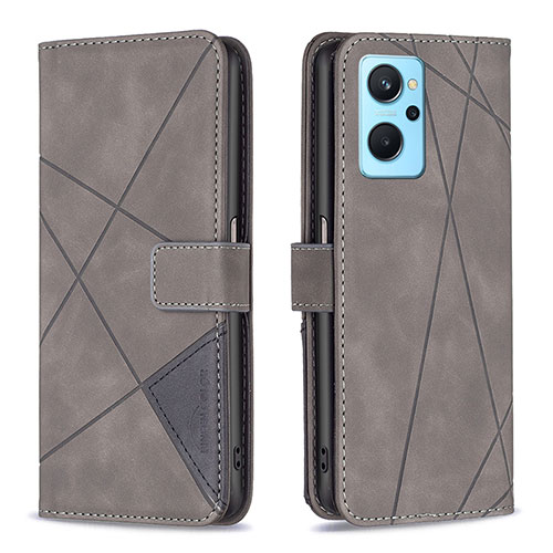 Leather Case Stands Flip Cover Holder B08F for Oppo K10 4G Gray