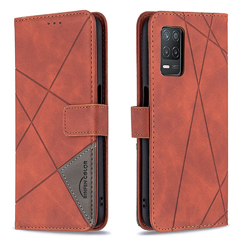 Leather Case Stands Flip Cover Holder B08F for Realme 9 5G India Orange