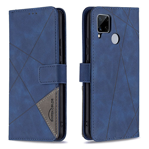 Leather Case Stands Flip Cover Holder B08F for Realme C12 Blue