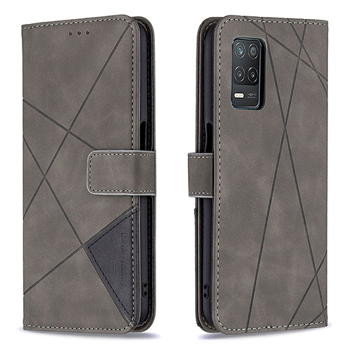 Leather Case Stands Flip Cover Holder B08F for Realme Q3 5G Gray