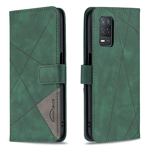 Leather Case Stands Flip Cover Holder B08F for Realme Q3i 5G Green