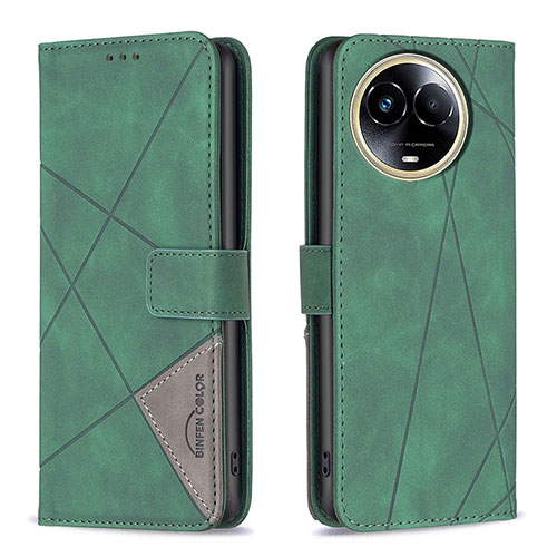 Leather Case Stands Flip Cover Holder B08F for Realme V50 5G Green