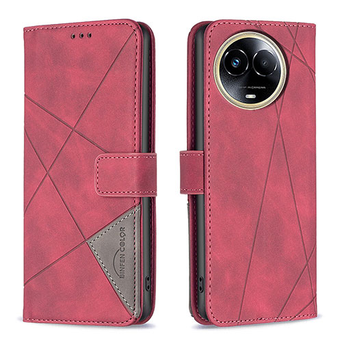 Leather Case Stands Flip Cover Holder B08F for Realme V50 5G Red