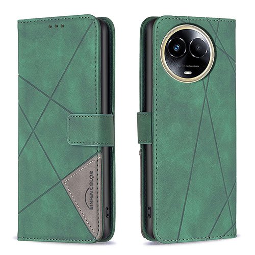 Leather Case Stands Flip Cover Holder B08F for Realme V50s 5G Green