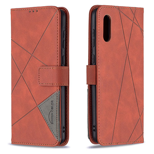 Leather Case Stands Flip Cover Holder B08F for Samsung Galaxy A02 Orange