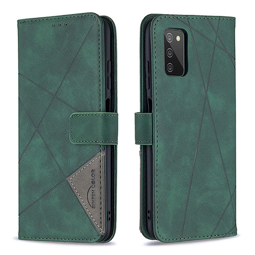 Leather Case Stands Flip Cover Holder B08F for Samsung Galaxy A02s Green