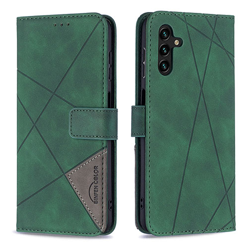 Leather Case Stands Flip Cover Holder B08F for Samsung Galaxy A04s Green
