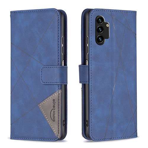 Leather Case Stands Flip Cover Holder B08F for Samsung Galaxy A13 4G Blue
