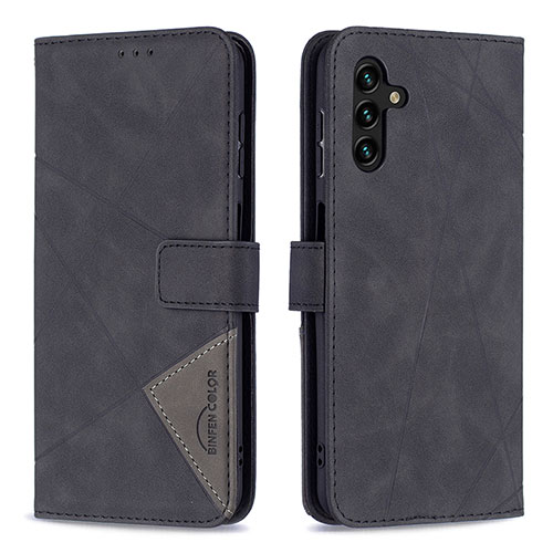 Leather Case Stands Flip Cover Holder B08F for Samsung Galaxy A13 5G Black