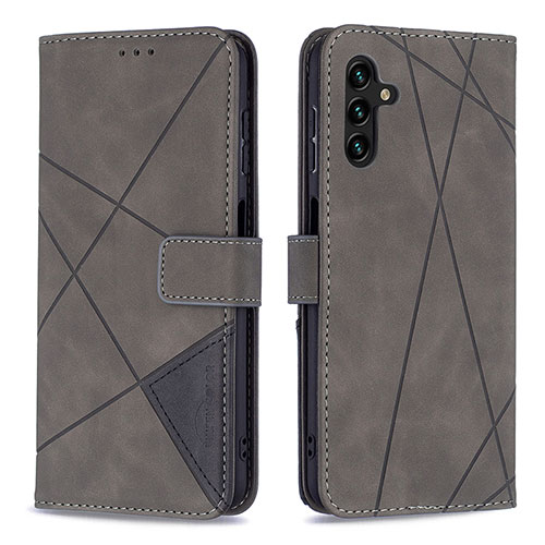 Leather Case Stands Flip Cover Holder B08F for Samsung Galaxy A13 5G Gray