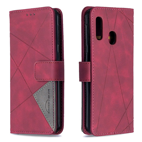 Leather Case Stands Flip Cover Holder B08F for Samsung Galaxy A20e Red