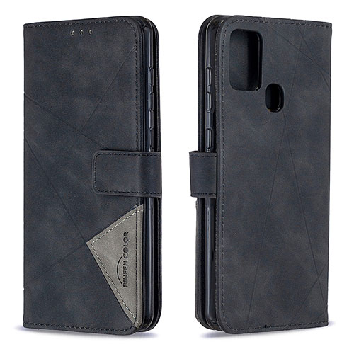 Leather Case Stands Flip Cover Holder B08F for Samsung Galaxy A21s Black