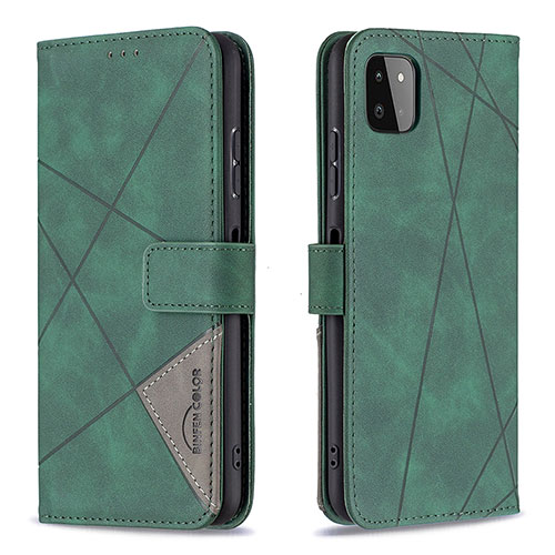 Leather Case Stands Flip Cover Holder B08F for Samsung Galaxy A22 5G Green