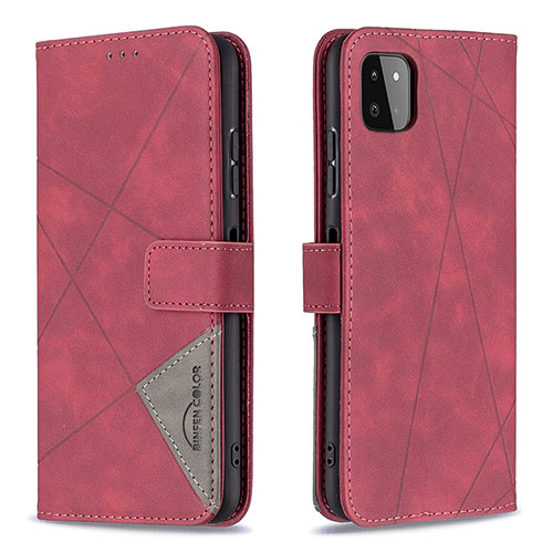 Leather Case Stands Flip Cover Holder B08F for Samsung Galaxy A22 5G Red