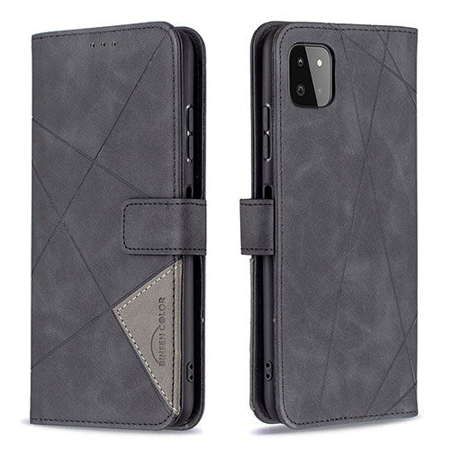 Leather Case Stands Flip Cover Holder B08F for Samsung Galaxy A22s 5G Black