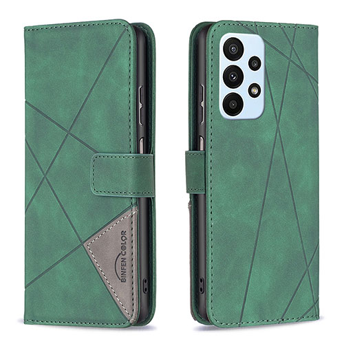 Leather Case Stands Flip Cover Holder B08F for Samsung Galaxy A23 4G Green