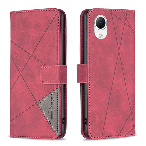 Leather Case Stands Flip Cover Holder B08F for Samsung Galaxy A23 5G SC-56C Red