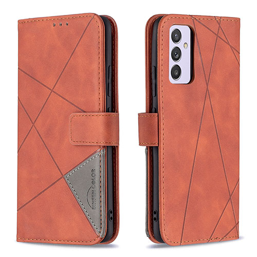 Leather Case Stands Flip Cover Holder B08F for Samsung Galaxy A24 4G Orange