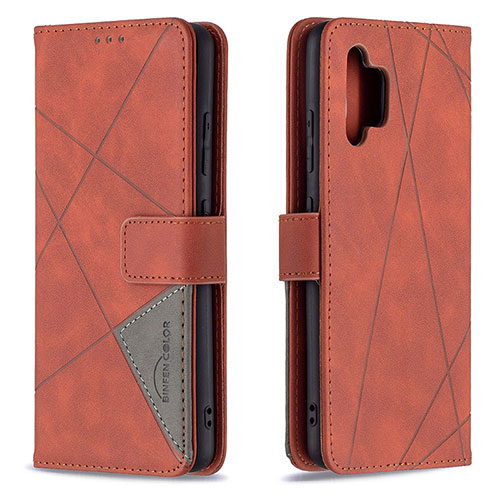 Leather Case Stands Flip Cover Holder B08F for Samsung Galaxy A32 5G Orange