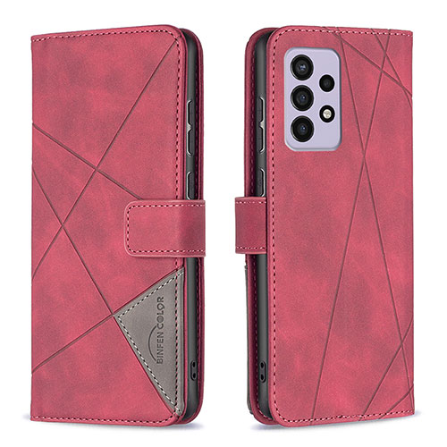 Leather Case Stands Flip Cover Holder B08F for Samsung Galaxy A33 5G Red