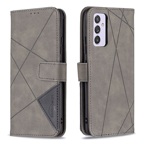 Leather Case Stands Flip Cover Holder B08F for Samsung Galaxy A34 5G Gray