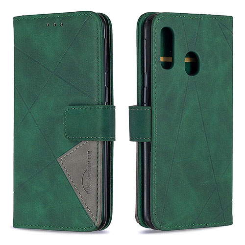 Leather Case Stands Flip Cover Holder B08F for Samsung Galaxy A40 Green