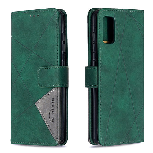 Leather Case Stands Flip Cover Holder B08F for Samsung Galaxy A41 Green