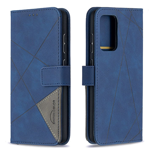 Leather Case Stands Flip Cover Holder B08F for Samsung Galaxy A52 4G Blue