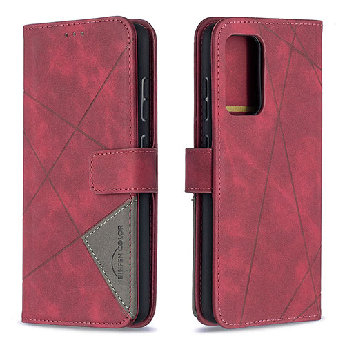 Leather Case Stands Flip Cover Holder B08F for Samsung Galaxy A52 4G Red