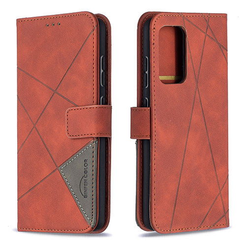 Leather Case Stands Flip Cover Holder B08F for Samsung Galaxy A52 5G Orange