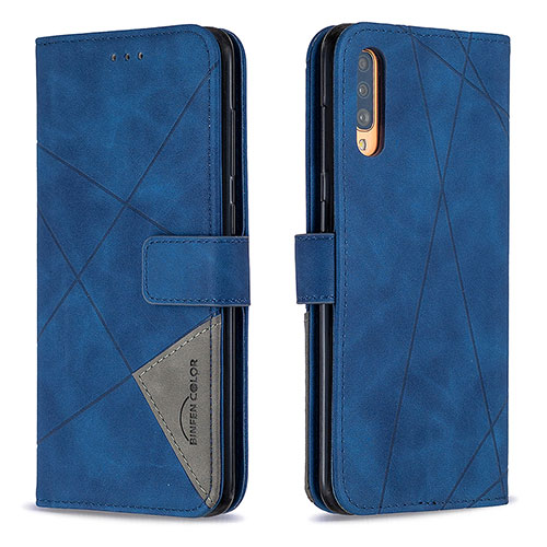 Leather Case Stands Flip Cover Holder B08F for Samsung Galaxy A70 Blue