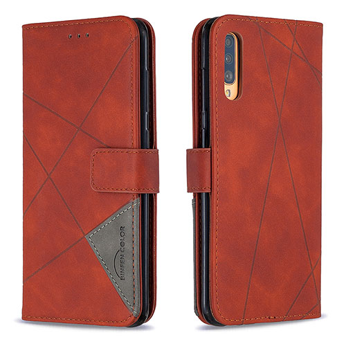 Leather Case Stands Flip Cover Holder B08F for Samsung Galaxy A70S Orange