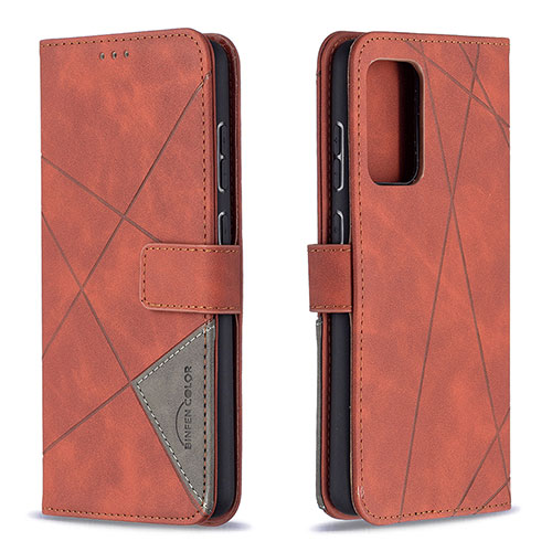 Leather Case Stands Flip Cover Holder B08F for Samsung Galaxy A72 4G Orange