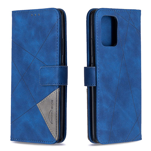 Leather Case Stands Flip Cover Holder B08F for Samsung Galaxy A91 Blue