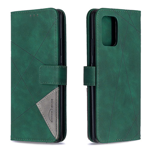 Leather Case Stands Flip Cover Holder B08F for Samsung Galaxy A91 Green