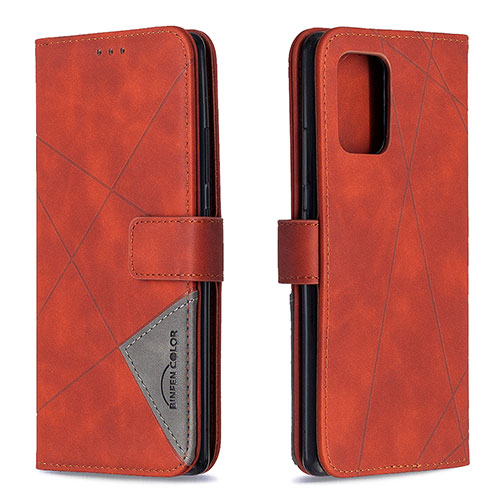 Leather Case Stands Flip Cover Holder B08F for Samsung Galaxy A91 Orange