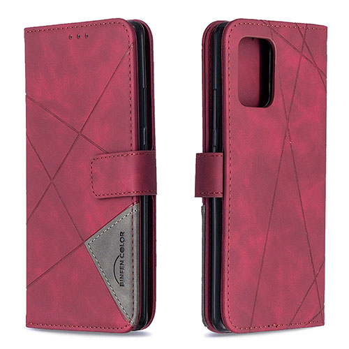 Leather Case Stands Flip Cover Holder B08F for Samsung Galaxy A91 Red